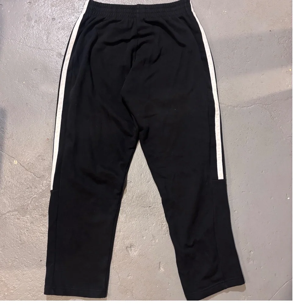 Adidas Track Pants Mens Medium Black  3-Stripe Fleece Joggers Sweatpants